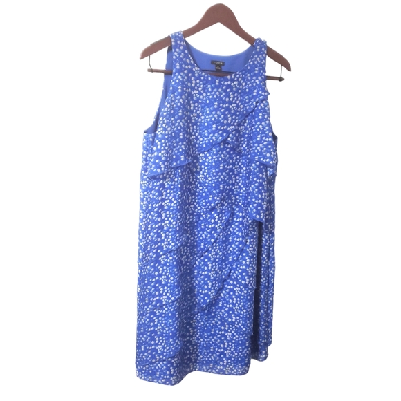 Ann Taylor Silk Chiffon Dress Fairy Polka Dot Ruffle Tiered Dainty Blue Size 14 - Picture 2 of 14